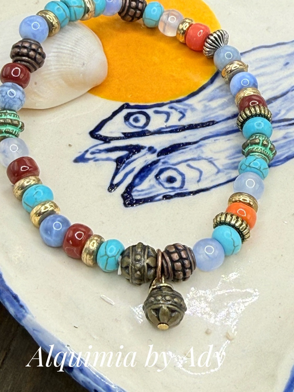 Turquoise & blue gemstones Beaded Stretch Bracelet